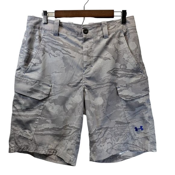 Under Armour Other - Under Armour UA Fish Hunter Cargo Shorts Mens 32 Loose Heat Gear Digital Camo